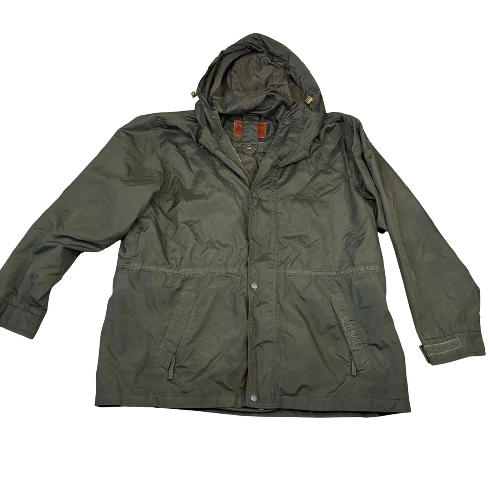 Outback Trading Co Pak-A-Roo Parka Mens Large Green Packable Hooded Jacket 2405